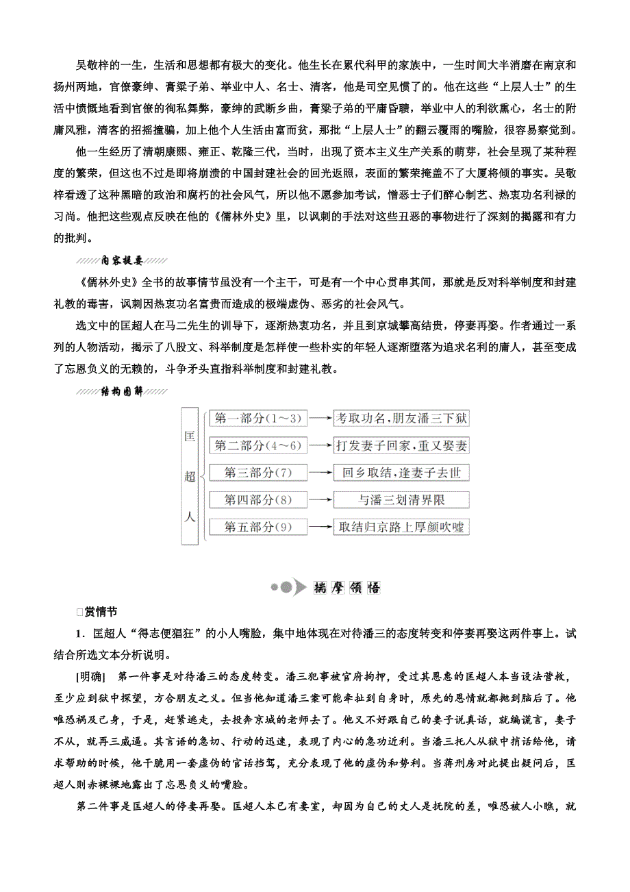 【人教版】2019版高中语文同步选修中国小说欣赏讲义：第四单元第7课《儒林外史》匡超人含答案_第4页