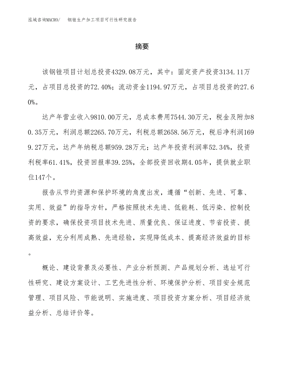 （模板）钢锉生产加工项目可行性研究报告_第2页