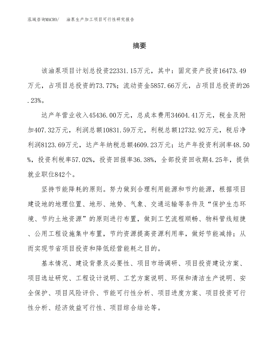 （模板）油泵生产加工项目可行性研究报告_第2页