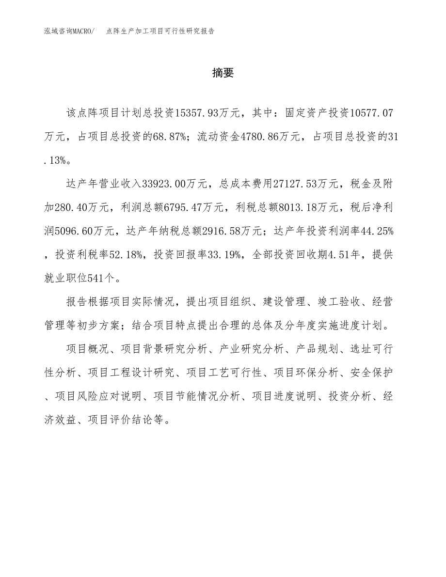 （模板）点阵生产加工项目可行性研究报告_第2页