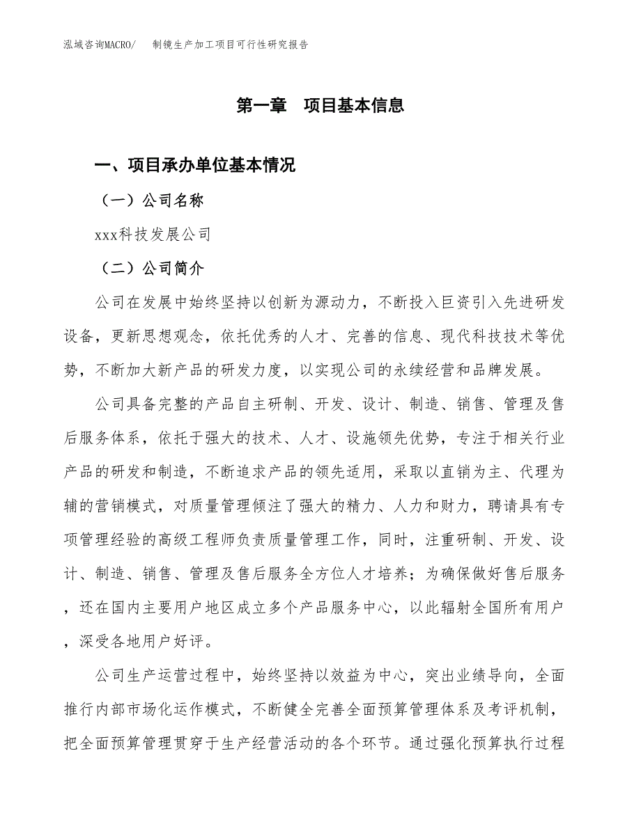 制镜生产加工项目可行性研究报告_第4页