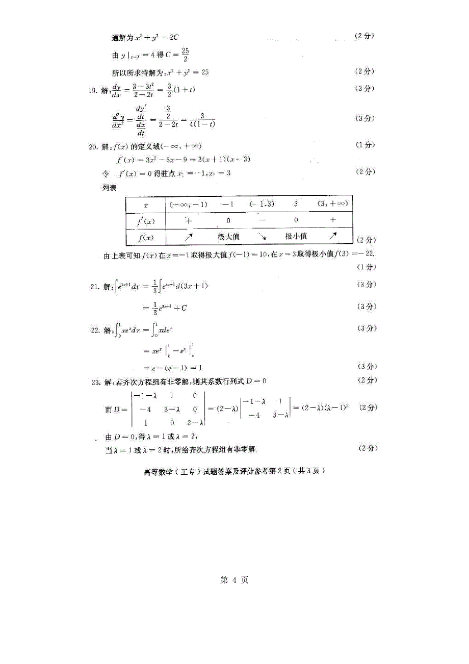 自考高等数学工专2011-2010年试题及答案_第4页