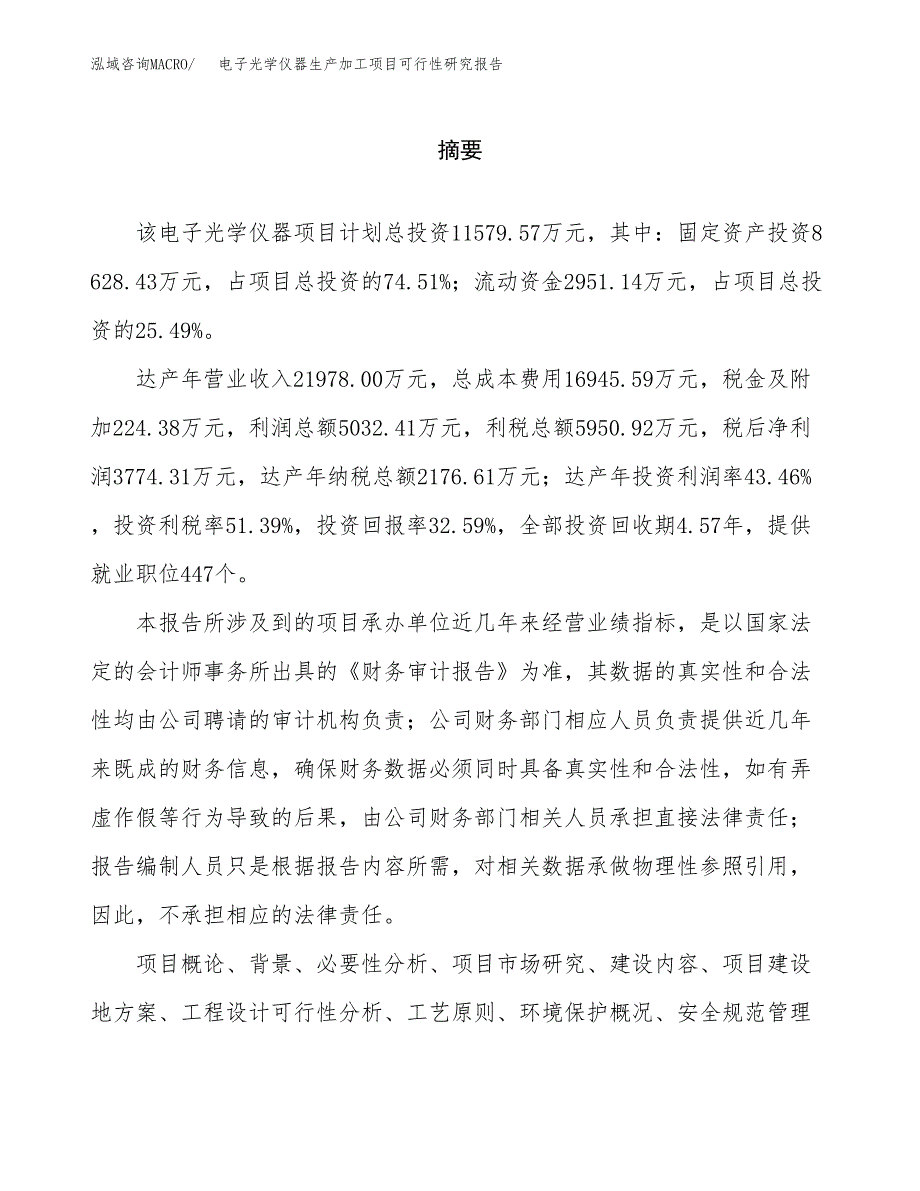 （模板）电子光学仪器生产加工项目可行性研究报告_第2页