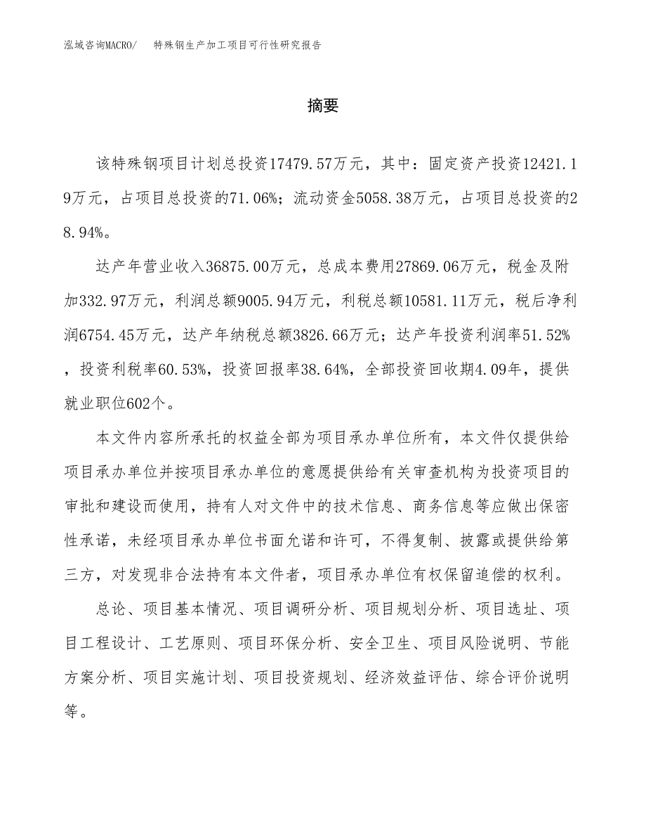 （模板）特殊钢生产加工项目可行性研究报告_第2页