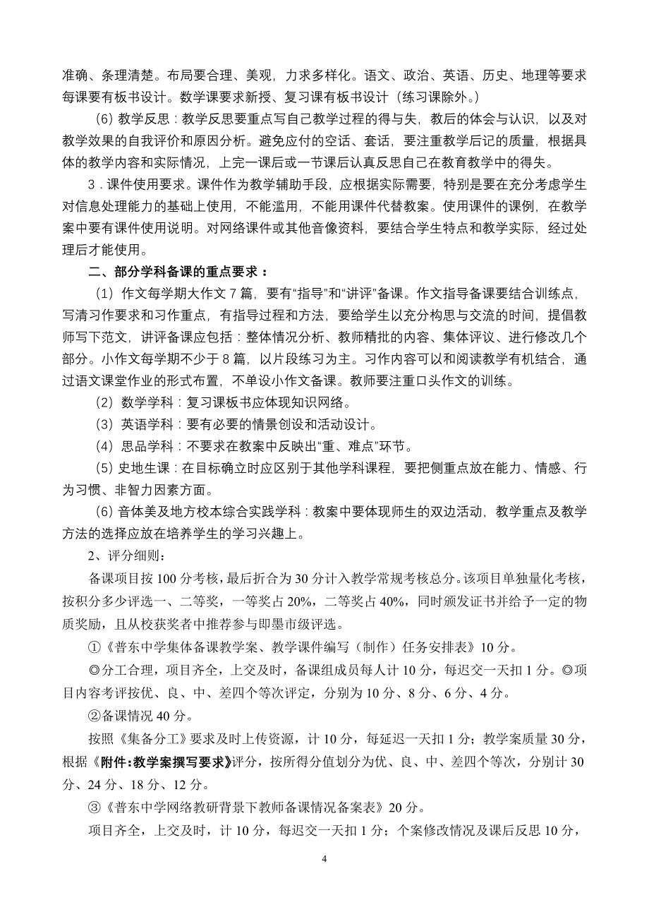 普东中学教师教学常规管理考核细则2012.10_第4页