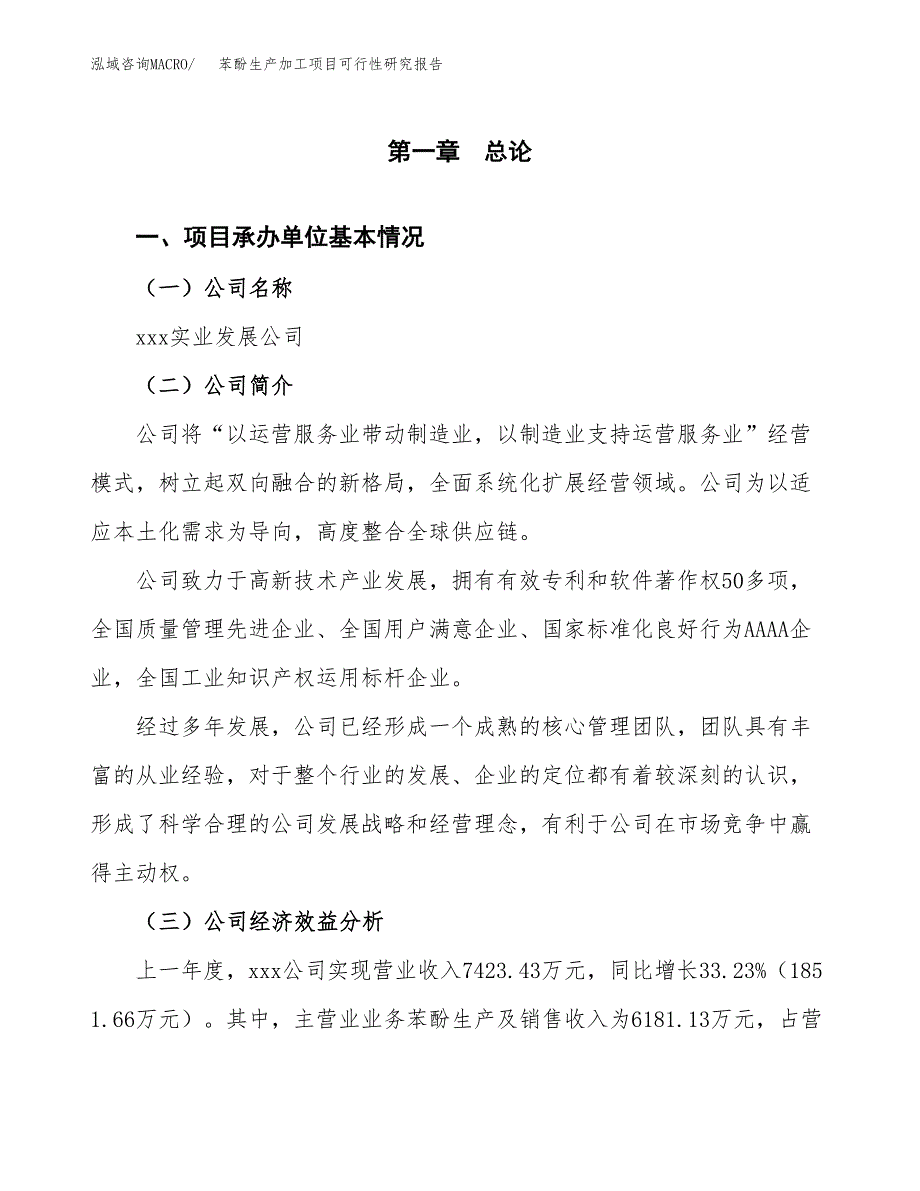 （模板）苯酚生产加工项目可行性研究报告_第4页