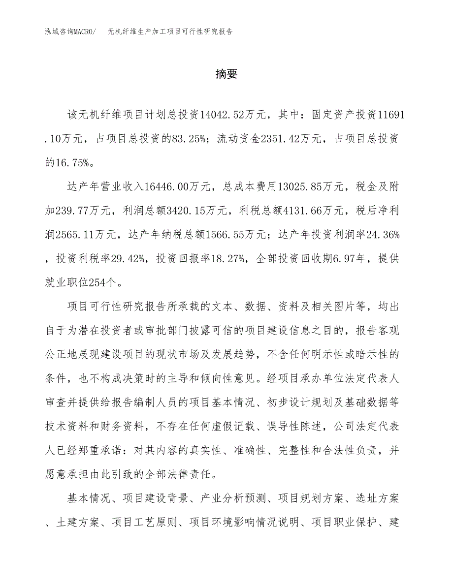 （模板）无机纤维生产加工项目可行性研究报告_第2页