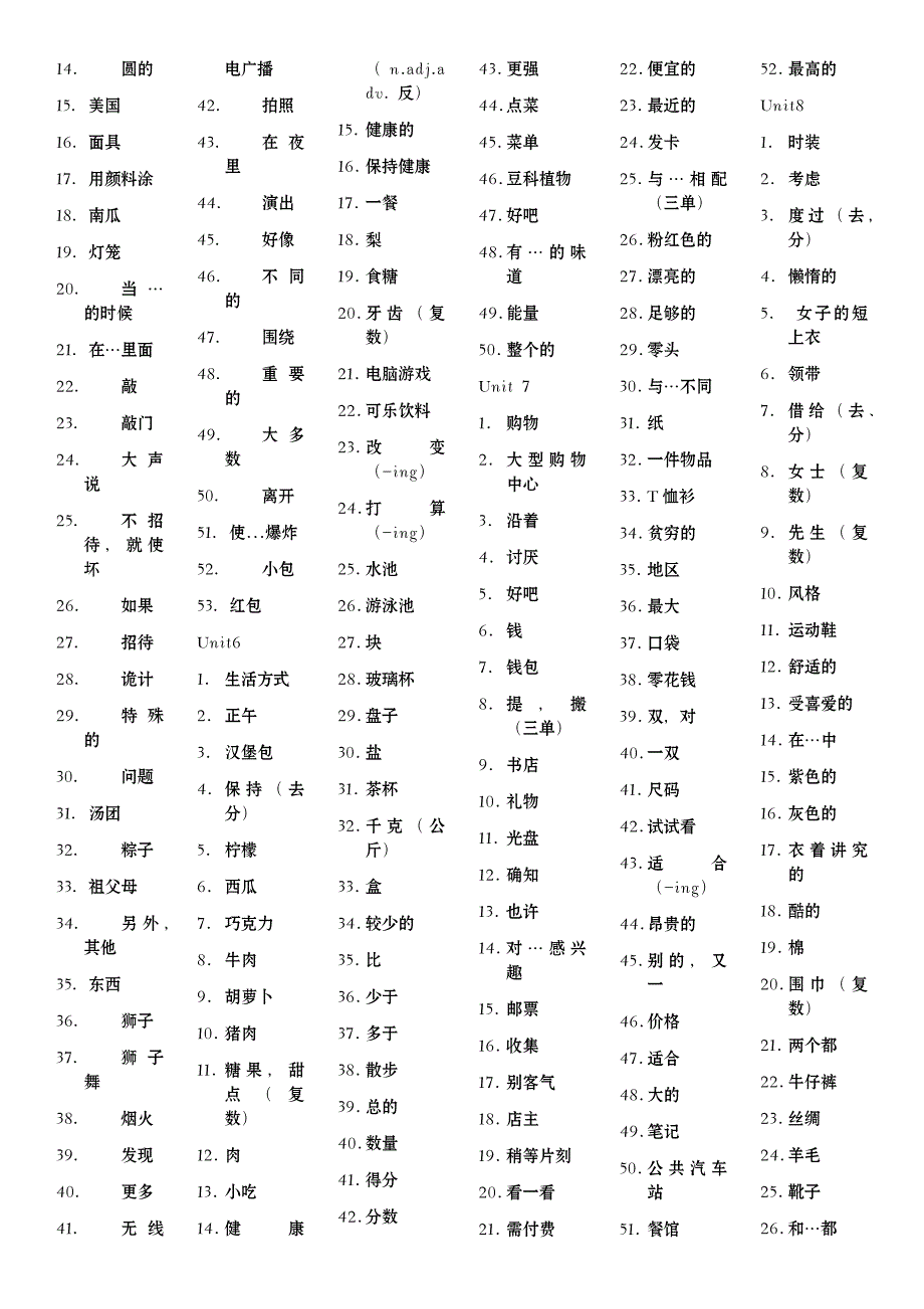 译林版初中英语7A-9B 单词中文_第2页