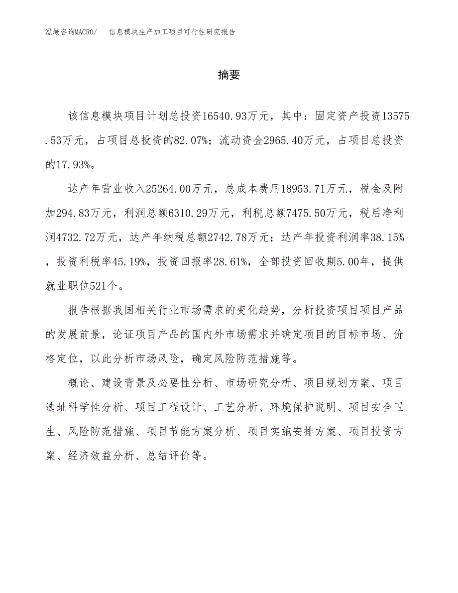 （模板）信息模块生产加工项目可行性研究报告_第2页