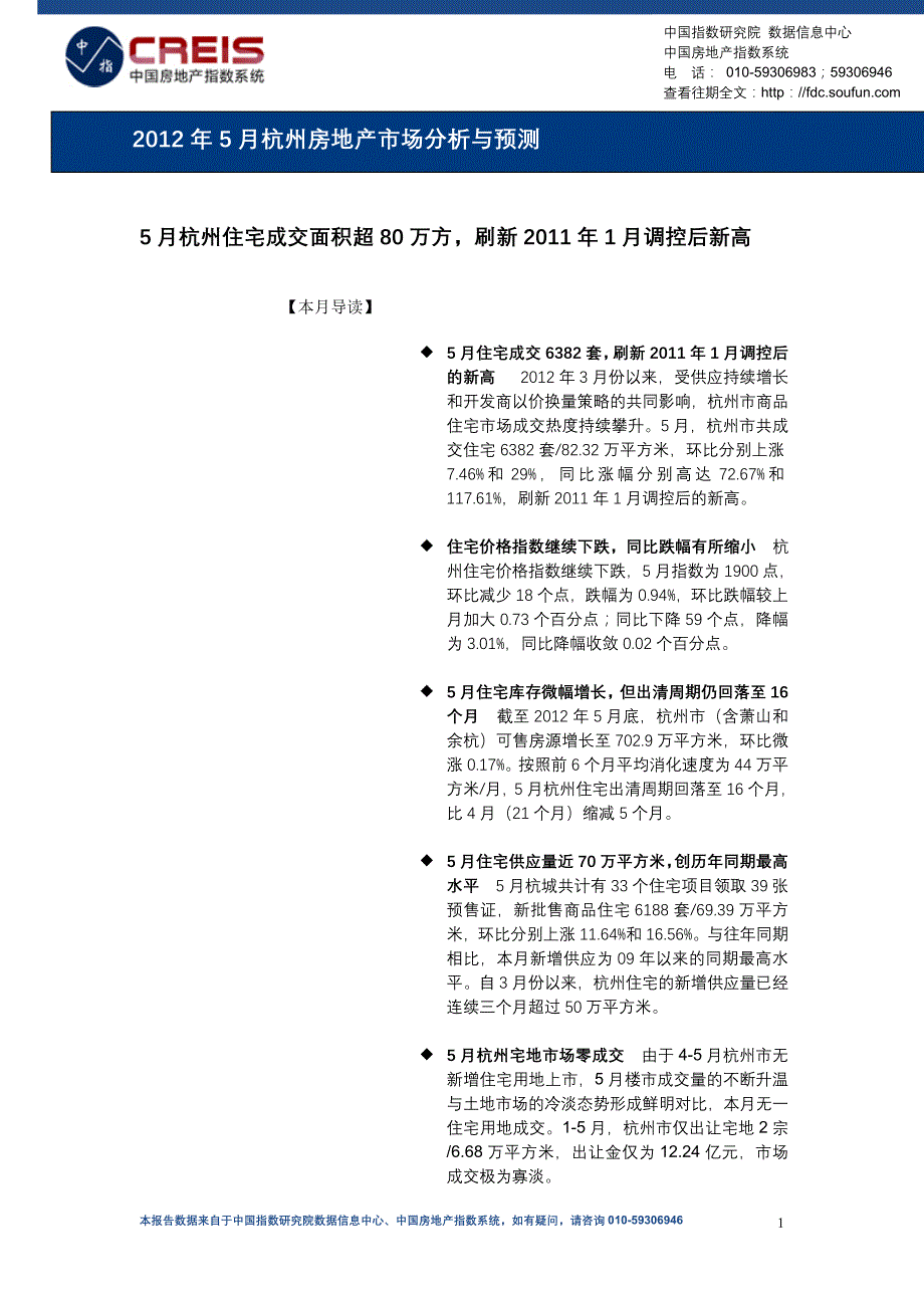 《杭州房地产市场风险测评报告(5月)》_第1页