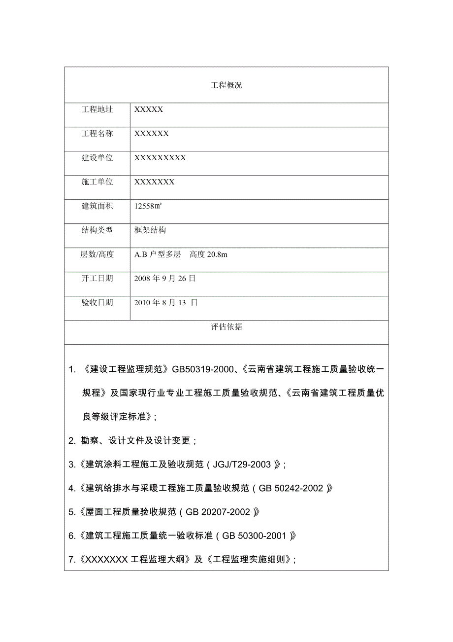 云南省建筑工程质量评估报告 (1)_第1页