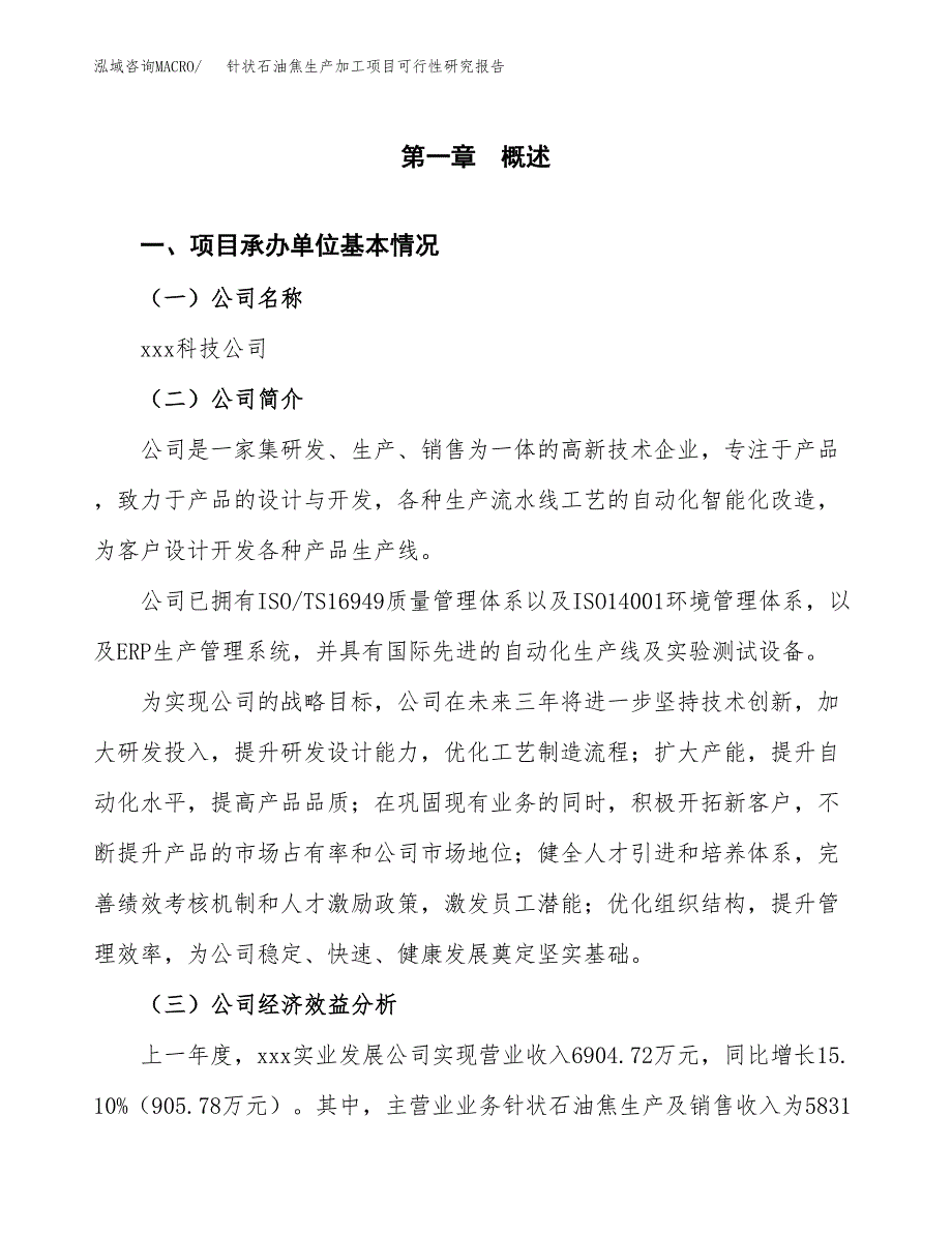 （模板）针状石油焦生产加工项目可行性研究报告_第4页