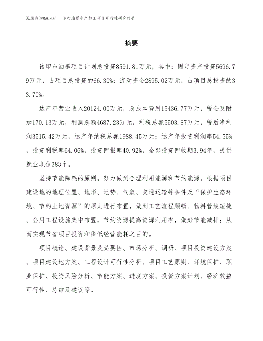 （模板）印布油墨生产加工项目可行性研究报告_第2页