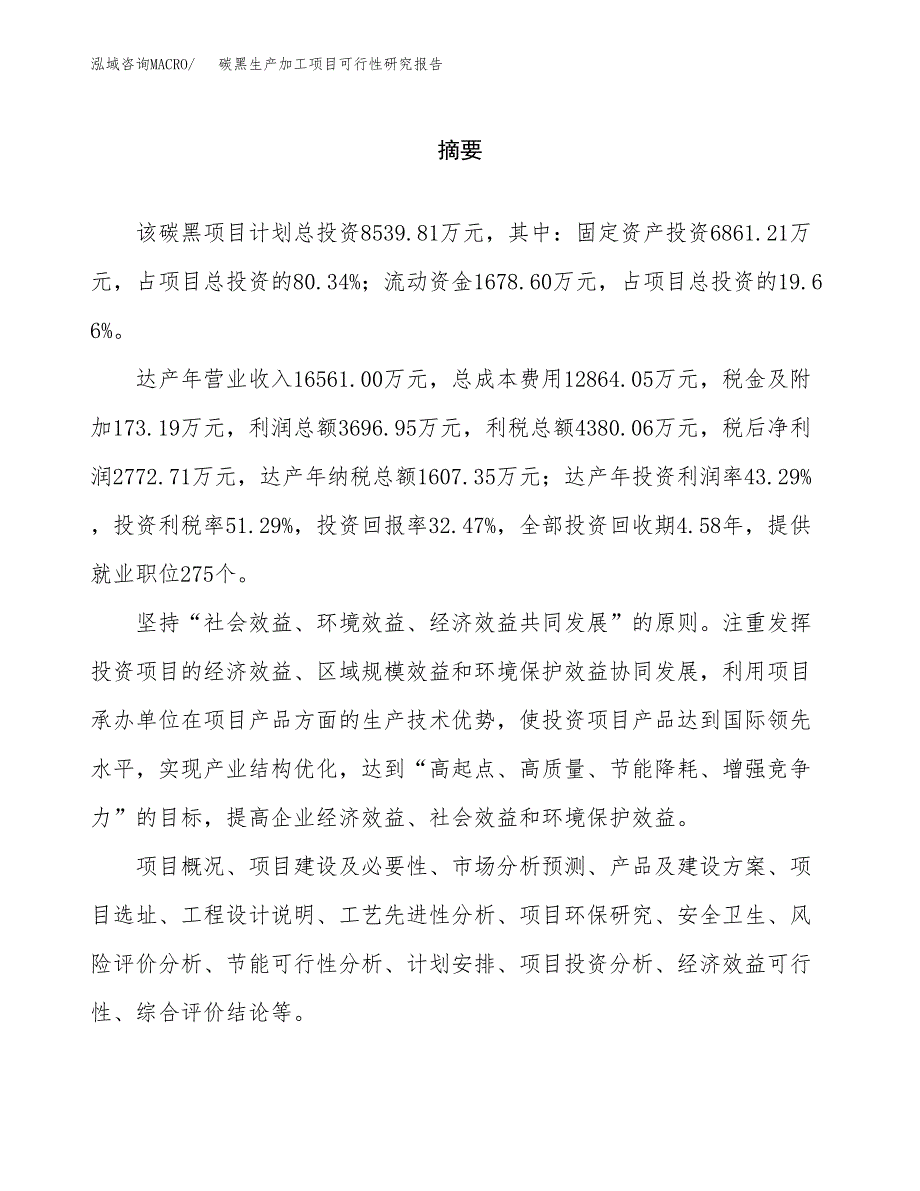 （模板）碳黑生产加工项目可行性研究报告_第2页