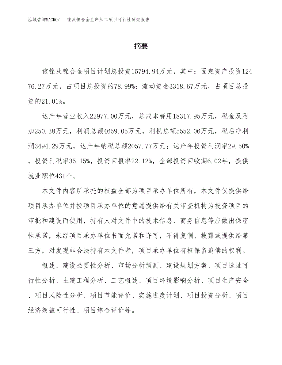 （模板）镍及镍合金生产加工项目可行性研究报告_第2页