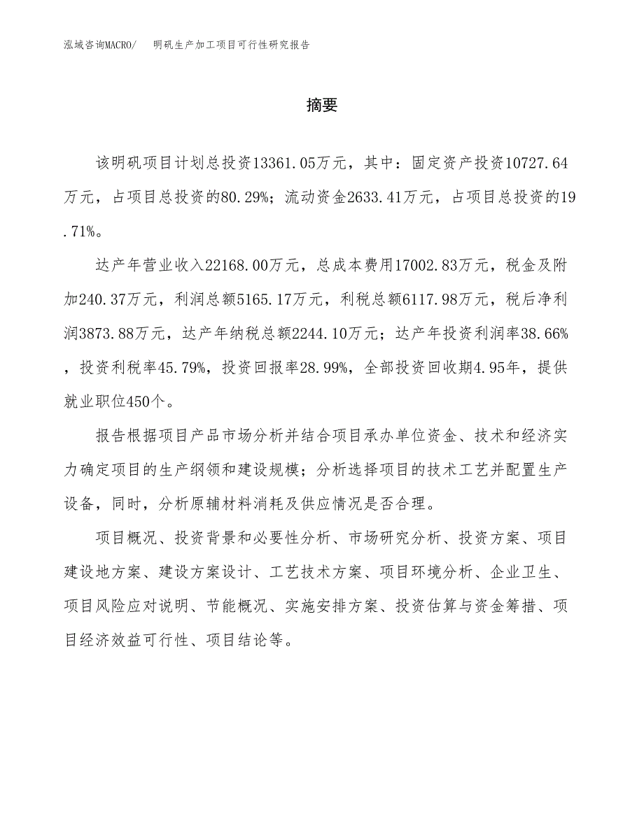 （模板）明矾生产加工项目可行性研究报告_第2页