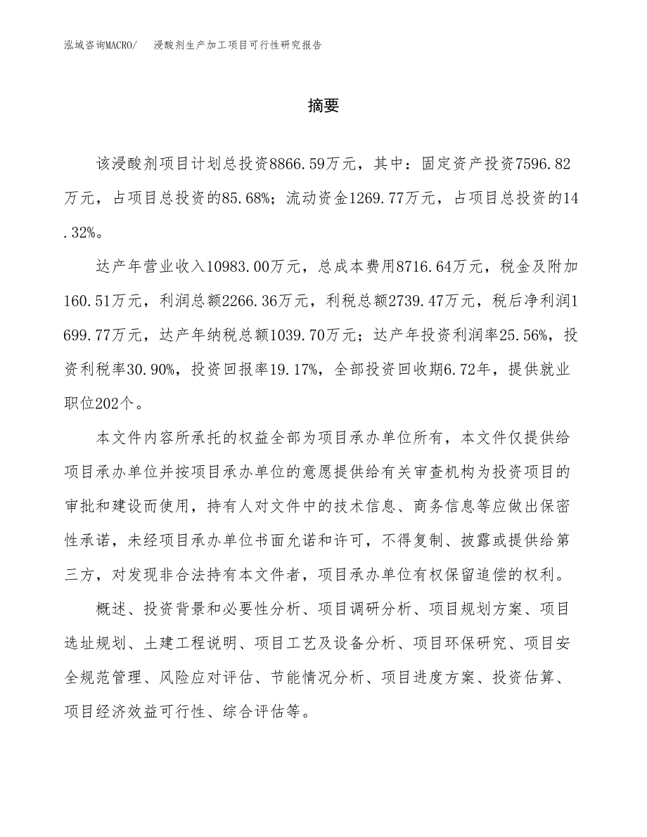 （模板）浸酸剂生产加工项目可行性研究报告_第2页