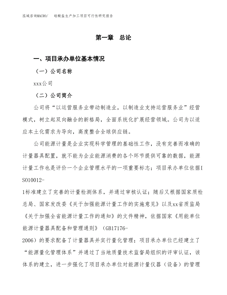 （模板）硅酸盐生产加工项目可行性研究报告_第4页