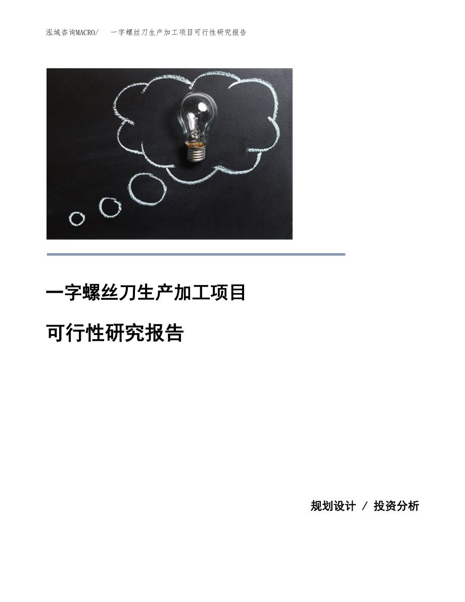 （模板）一字螺丝刀生产加工项目可行性研究报告_第1页