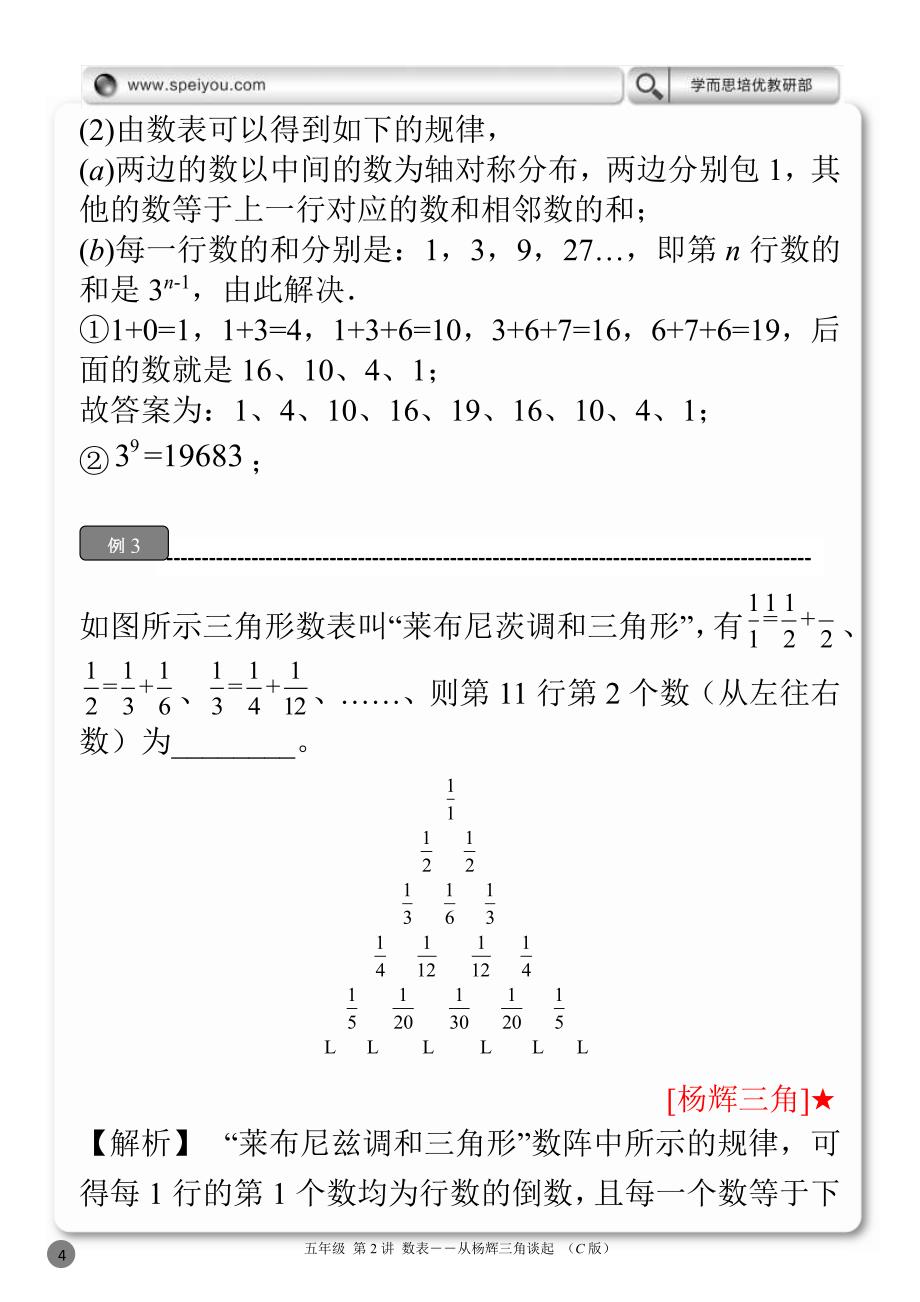 数学：第二讲 数表-从杨辉三角谈起 讲义_第4页