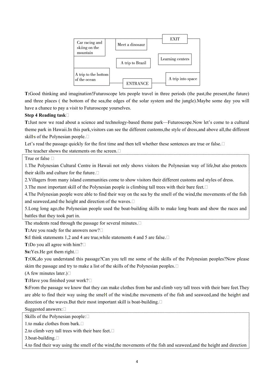 新人教版 高中英语 必修4 Unit 5 Theme parks Period 3 Extensive Reading 优秀教案_第4页