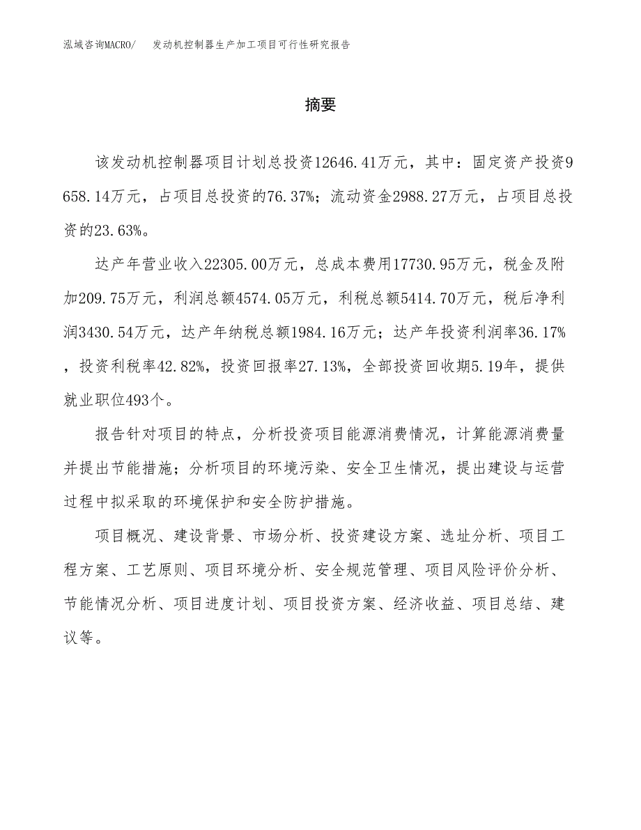 （模板）发动机控制器生产加工项目可行性研究报告_第2页