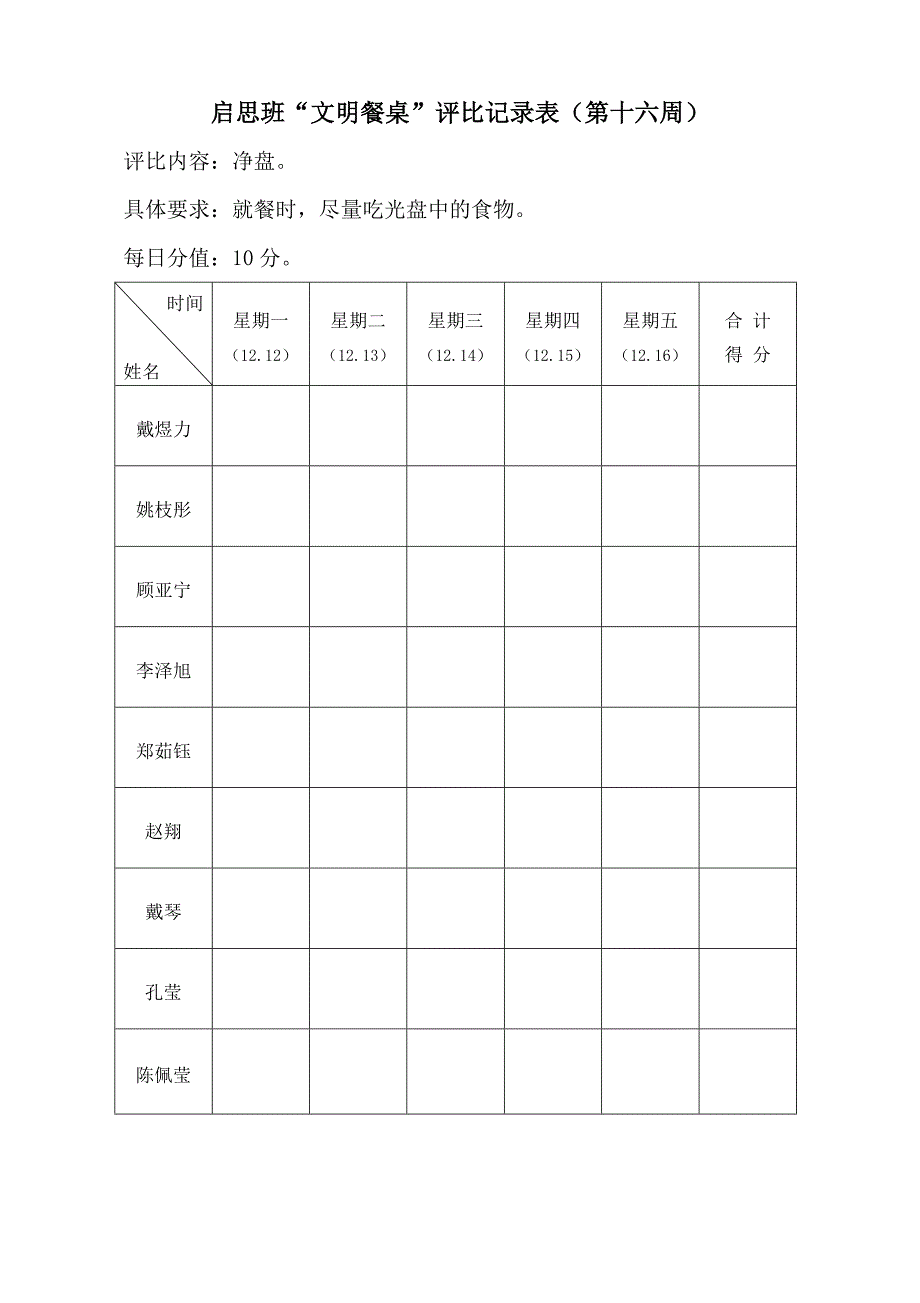 文明餐桌评比 表格_第2页