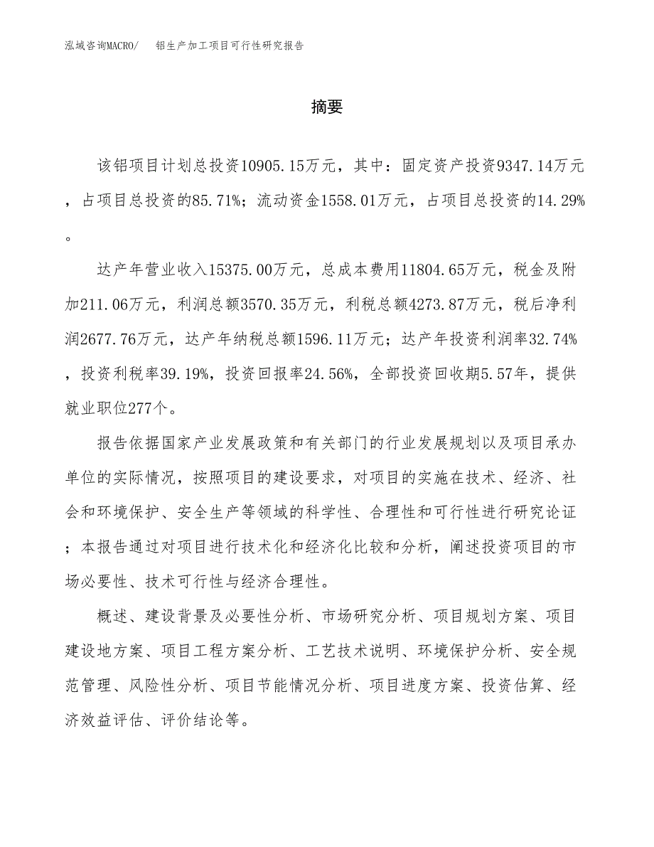 （模板）铝生产加工项目可行性研究报告_第2页