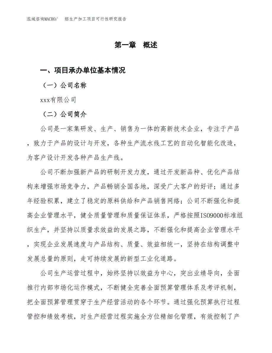 （模板）铝生产加工项目可行性研究报告_第4页