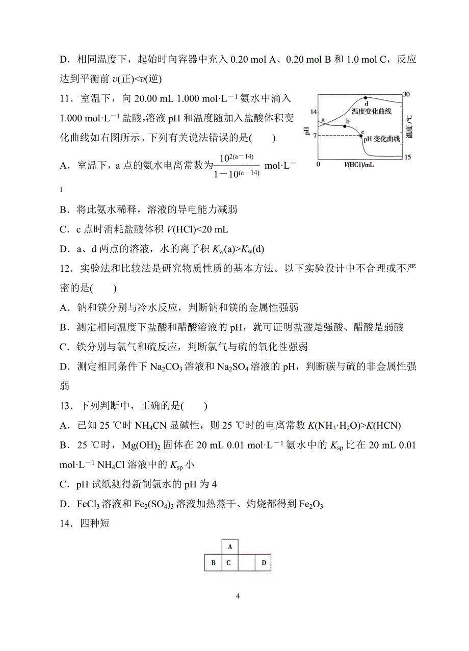 高三化学模拟试题 文档 (3)_第4页