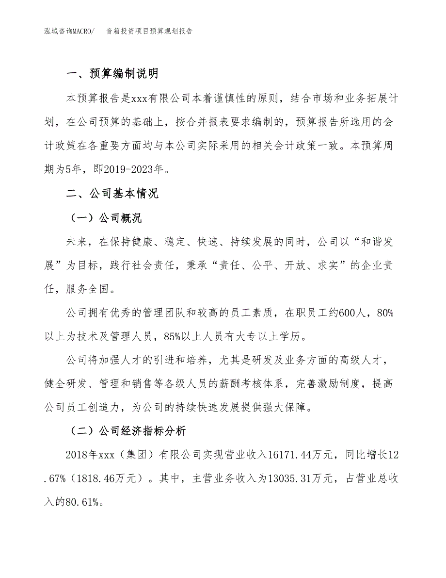 音箱投资项目预算规划报告_第2页