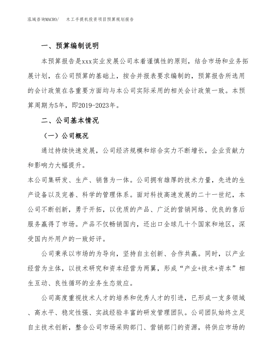 木工手提机投资项目预算规划报告_第2页