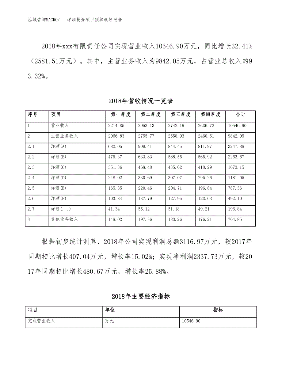 洋酒投资项目预算规划报告_第3页