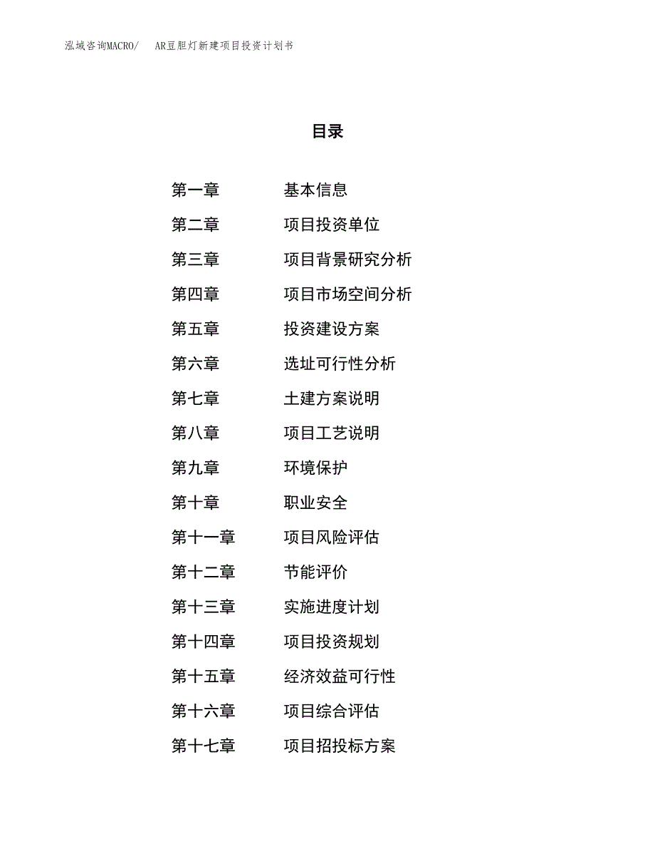 AR豆胆灯新建项目投资计划书_第1页