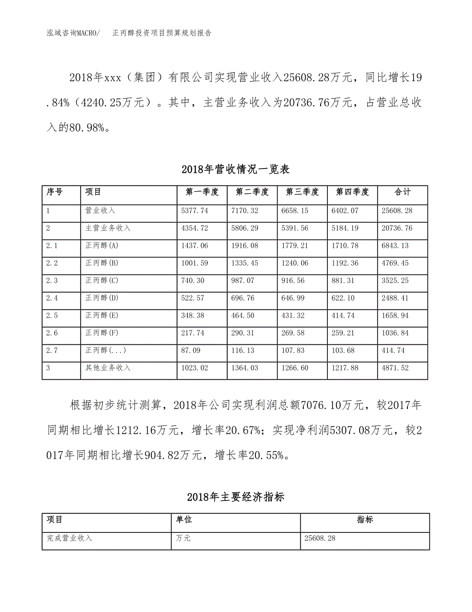 正丙醇投资项目预算规划报告_第3页