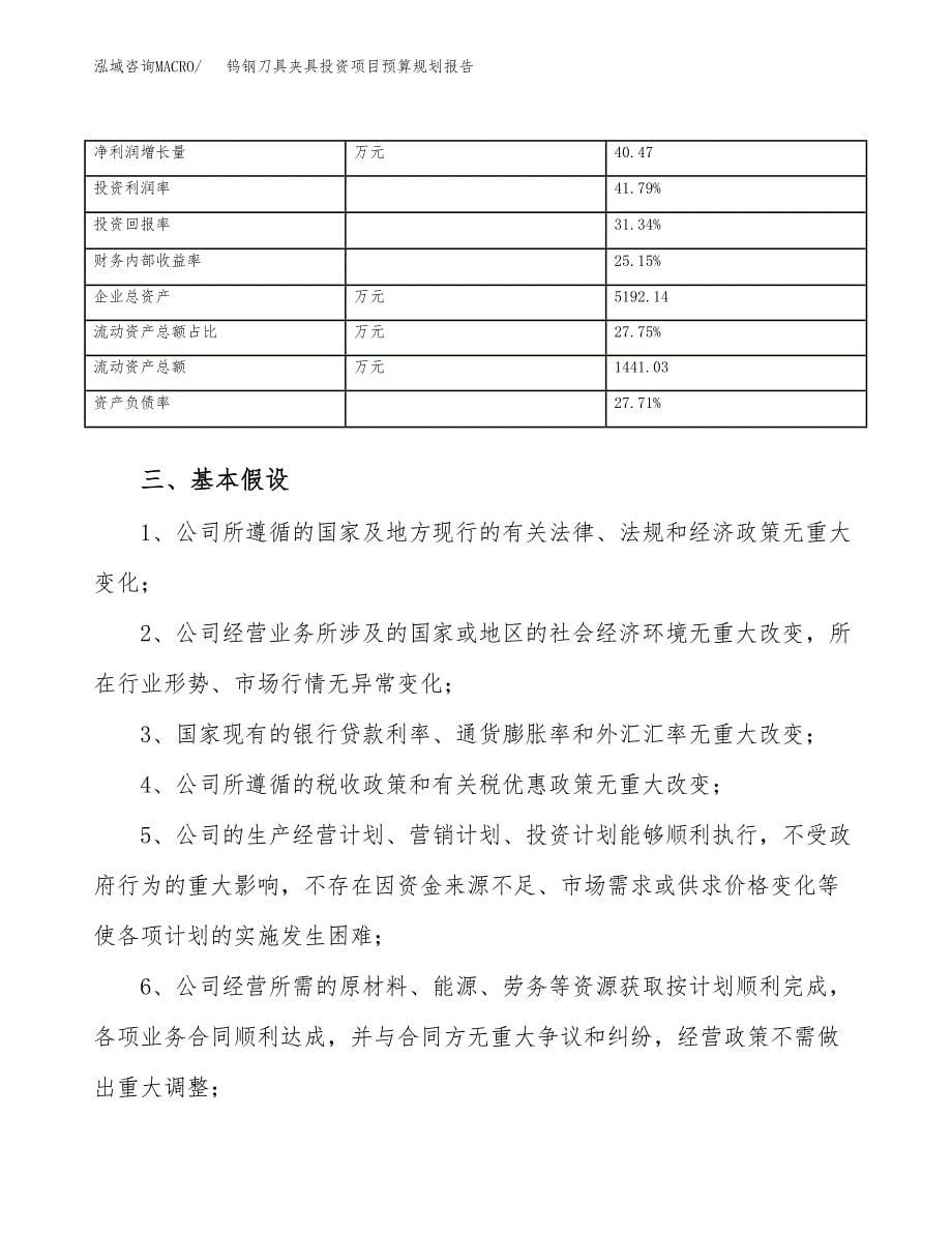 钨钢刀具夹具投资项目预算规划报告_第5页