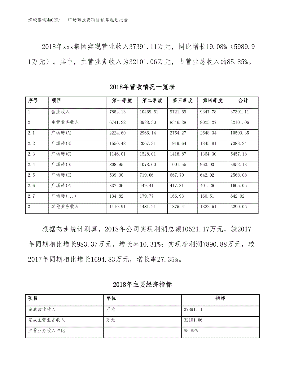 广场砖投资项目预算规划报告_第3页