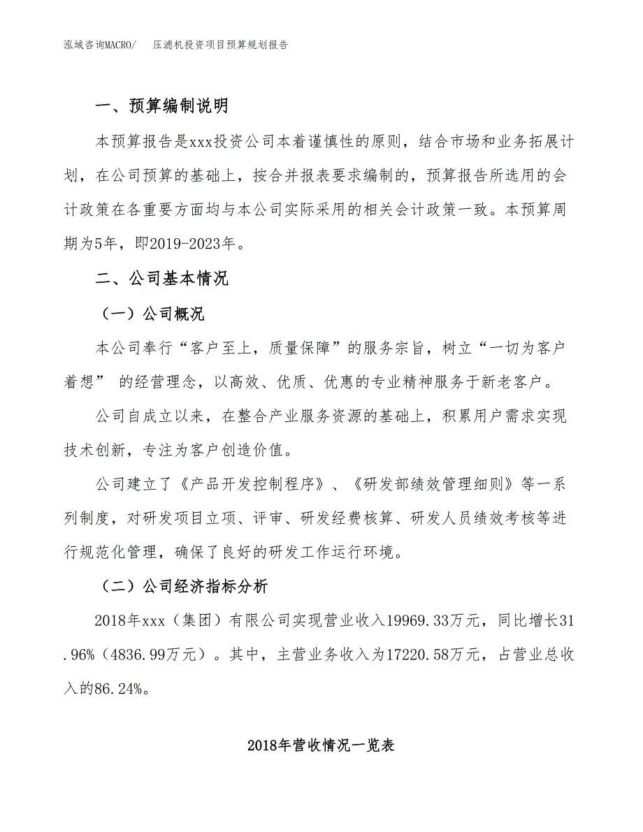 压滤机投资项目预算规划报告_第2页