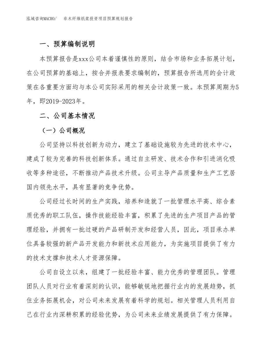 非木纤维纸浆投资项目预算规划报告_第2页