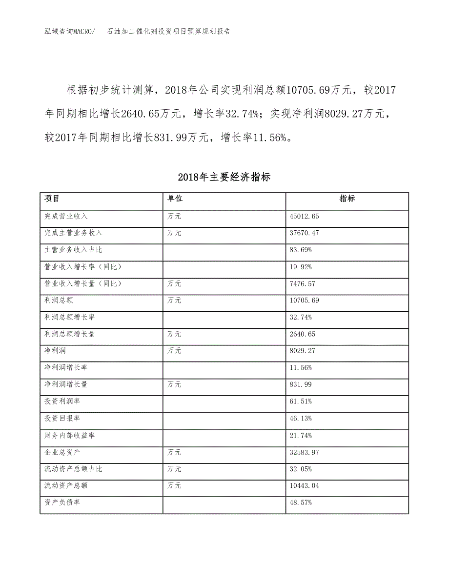 石油加工催化剂投资项目预算规划报告_第4页