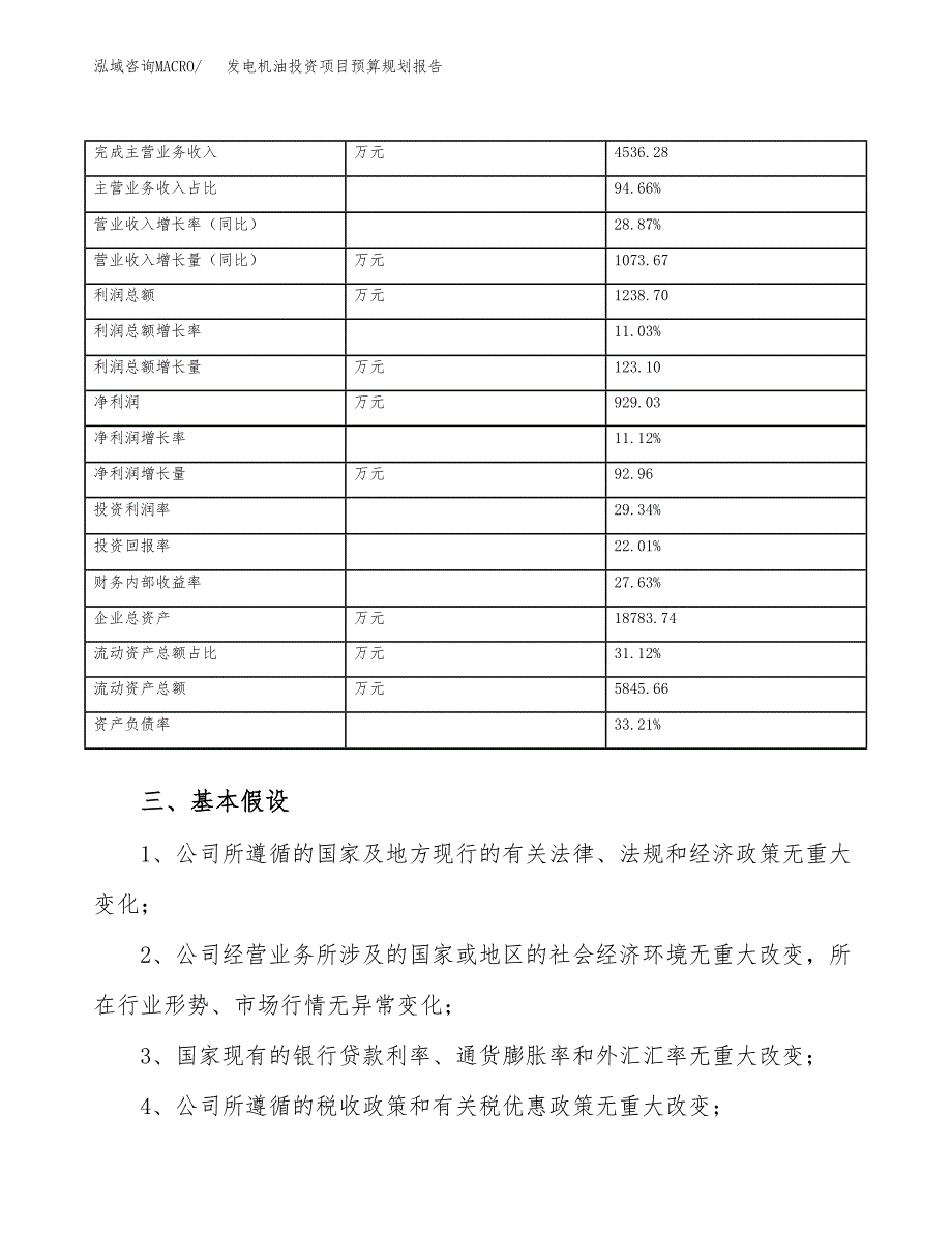 发电机油投资项目预算规划报告_第4页