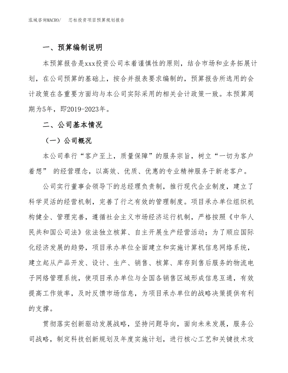 芯柱投资项目预算规划报告_第2页