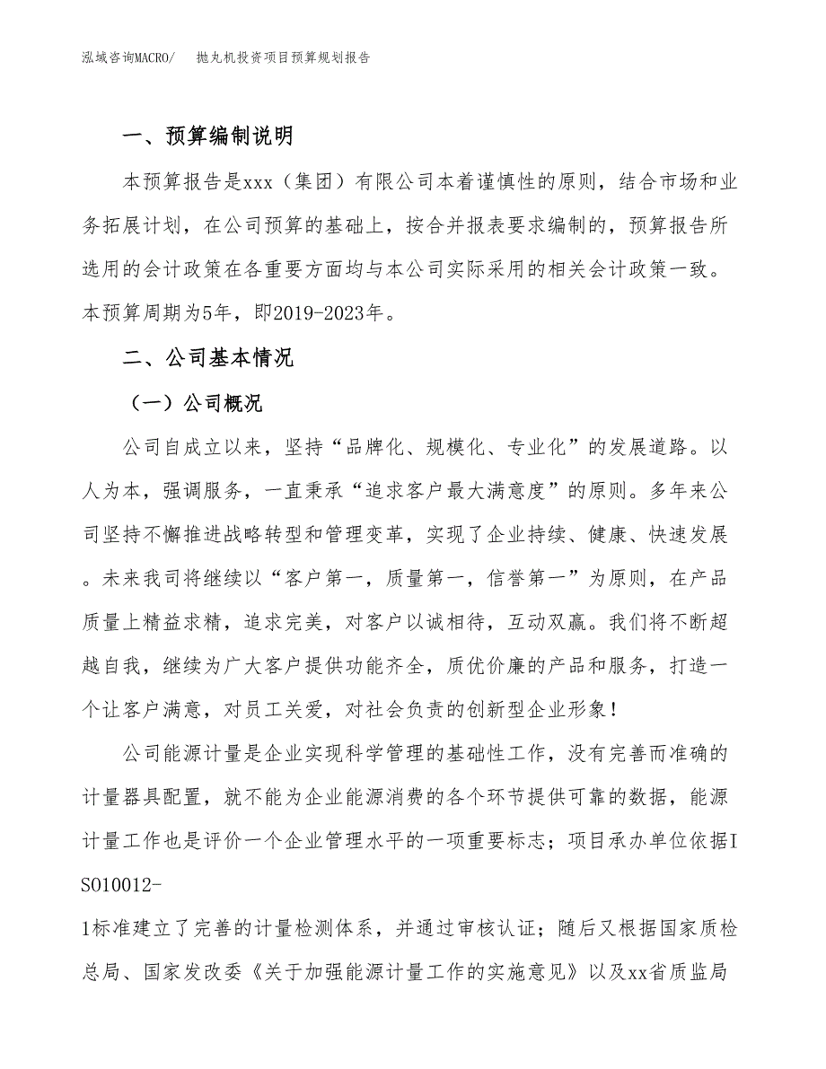 抛丸机投资项目预算规划报告_第2页