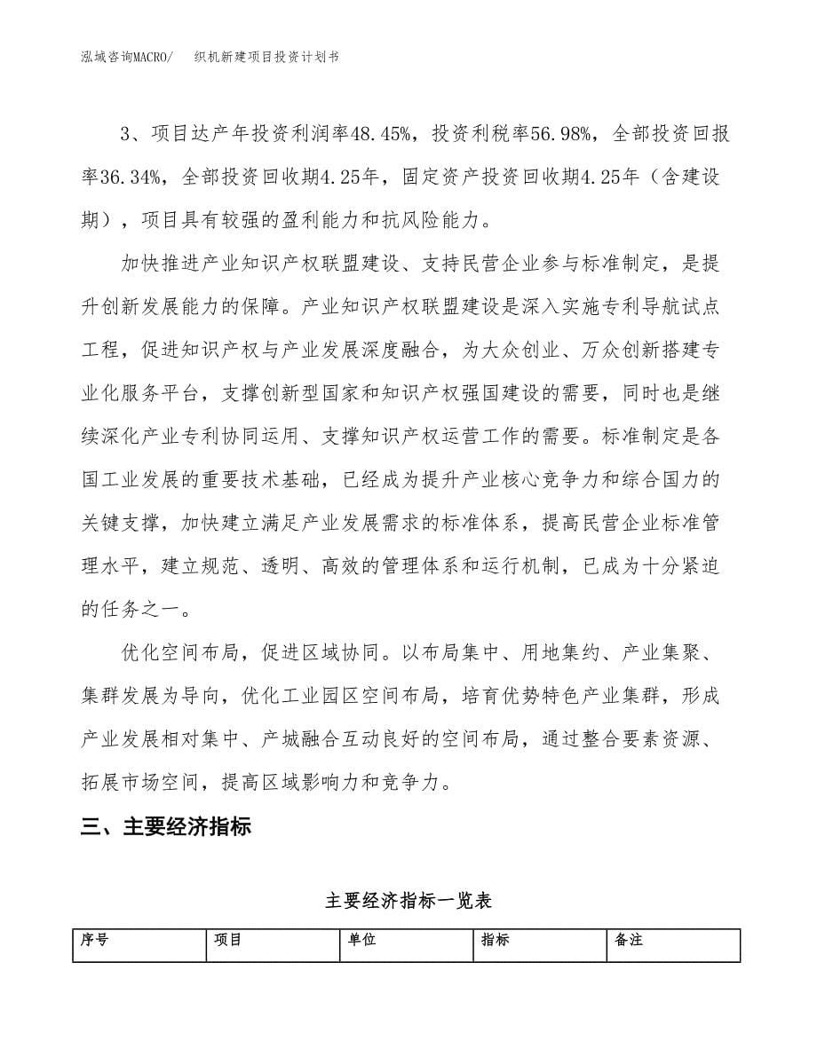 织机新建项目投资计划书_第5页