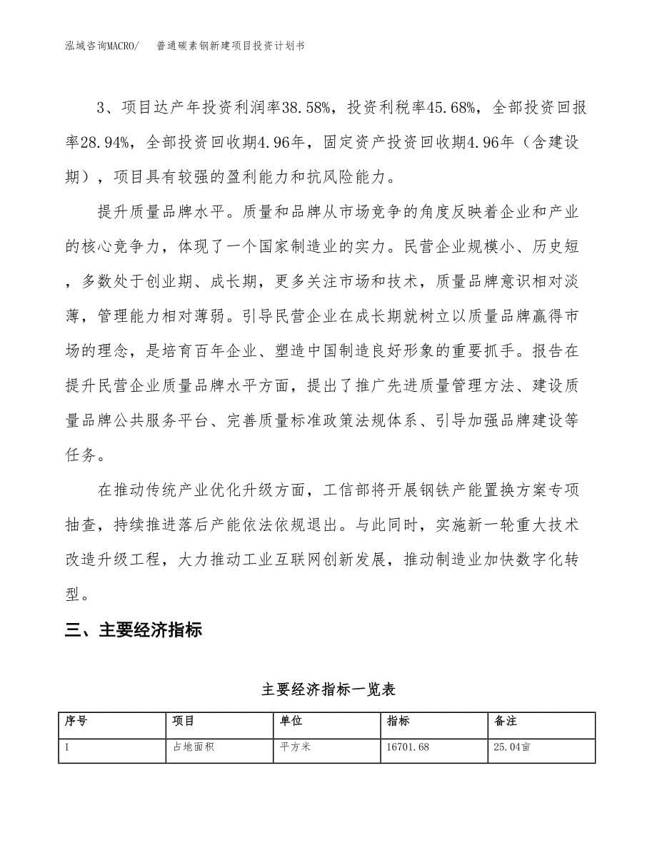 普通碳素钢新建项目投资计划书_第5页