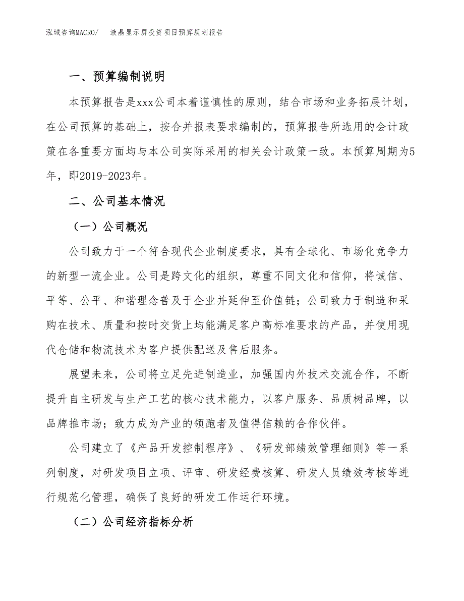 液晶显示屏投资项目预算规划报告_第2页