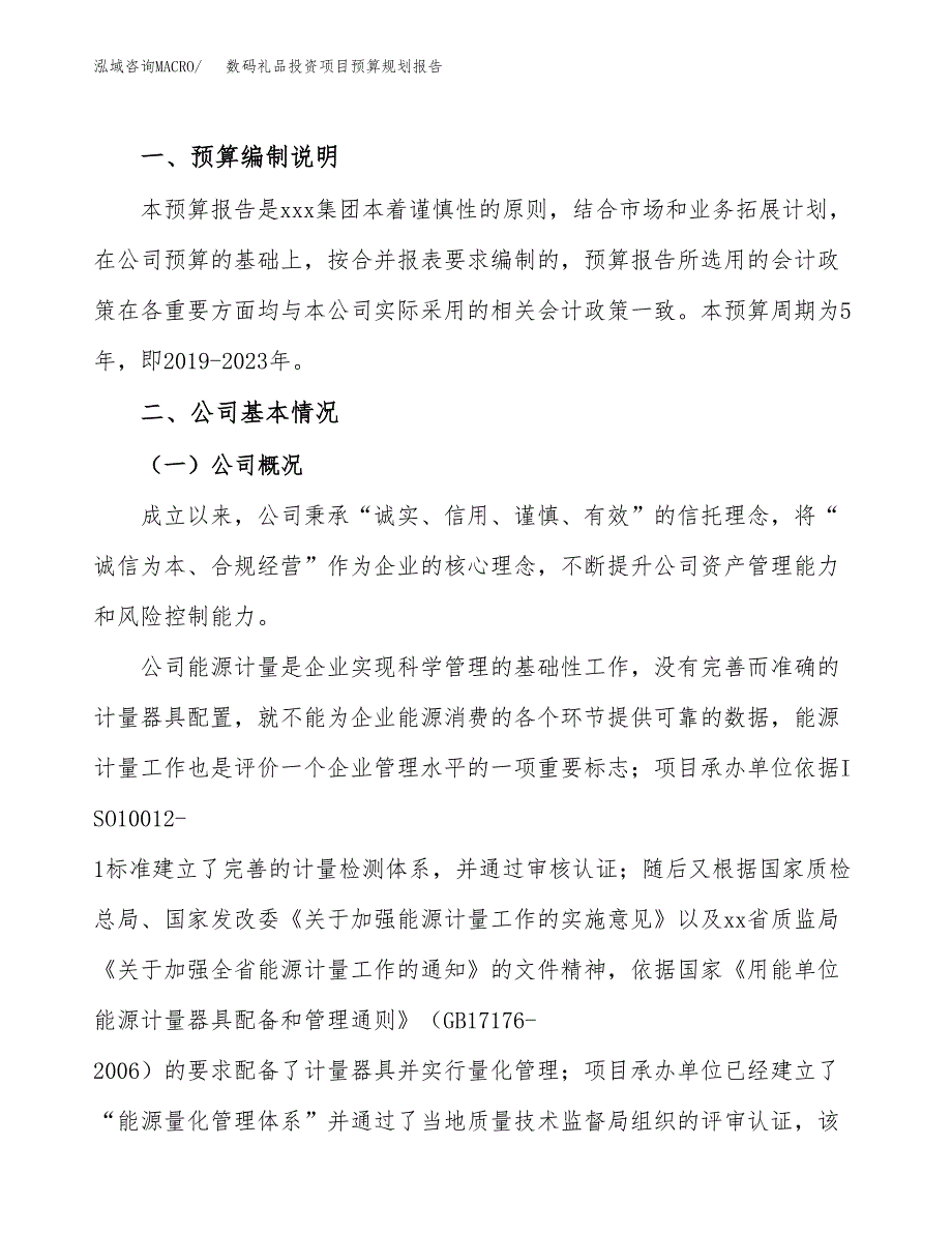 数码礼品投资项目预算规划报告_第2页