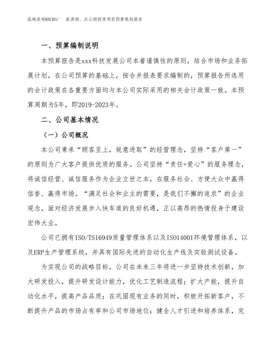 家具锁、办公锁投资项目预算规划报告_第2页