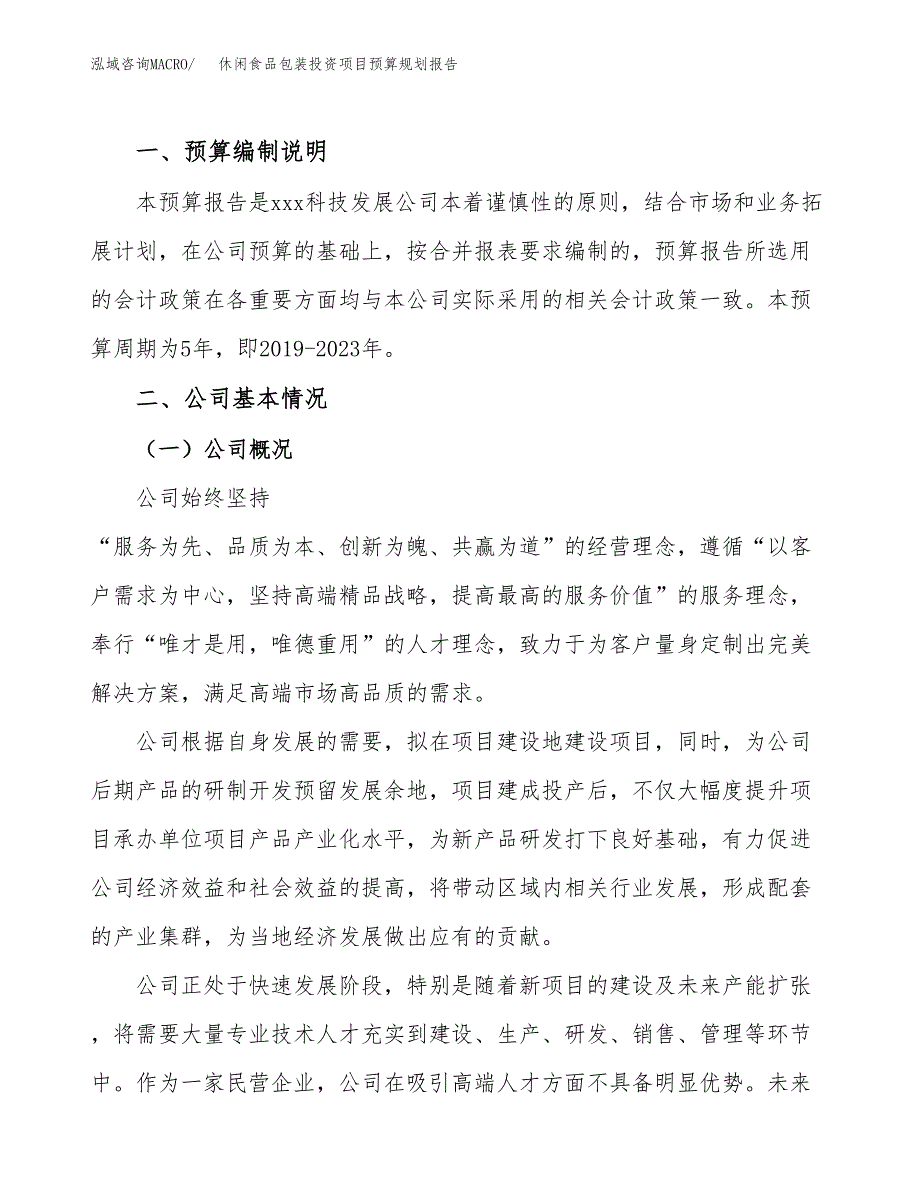 休闲食品包装投资项目预算规划报告_第2页