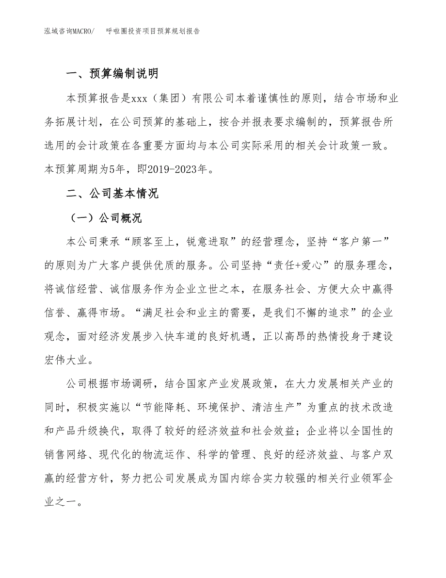 呼啦圈投资项目预算规划报告_第2页